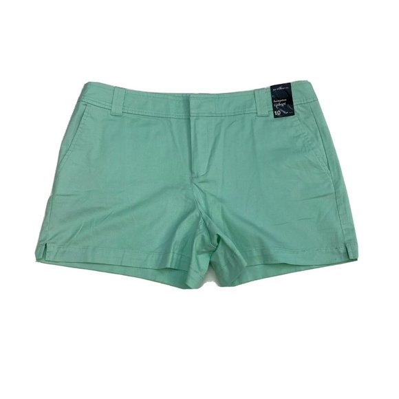NY&C Hampton Shorts Women's 10 Mint Green Twill Clasp Button Slash Pocket - Picture 1 of 5
